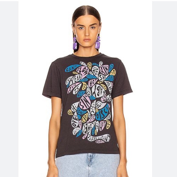 NWT Isabel Marant Zafferh Band Tee Shirt Faded Black XL - Picture 1 of 5